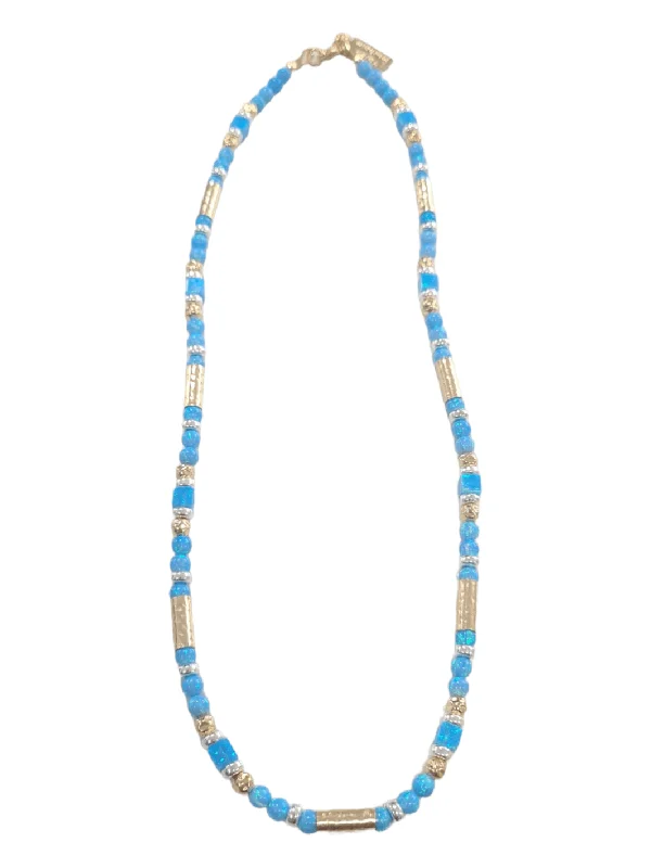 Ladies necklaces star accents-Yaron Morhaim Rolled Gold & Opal Necklace