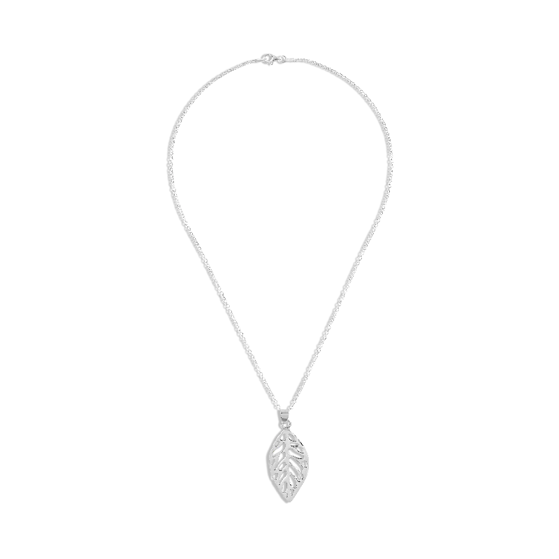 Ladies necklaces collectible pieces-Sterling Silver Leaf Pendant Necklace