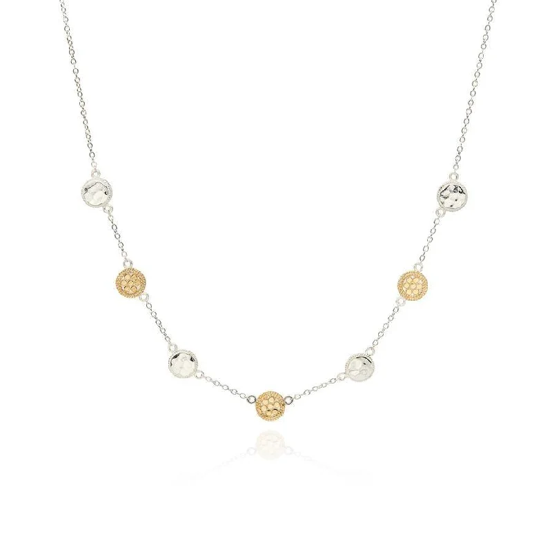 Ladies necklaces ruby stones-Anna Beck Hammered Station Necklace - Reversible Gold and Silver