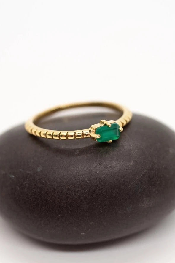 Ladies rings customer feedback-Emerald  Stone Stack Ring