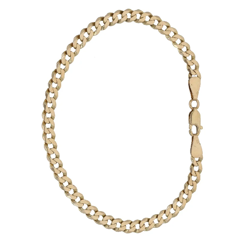 Ladies bracelets pearl accents-9ct Gold Curb Bracelet