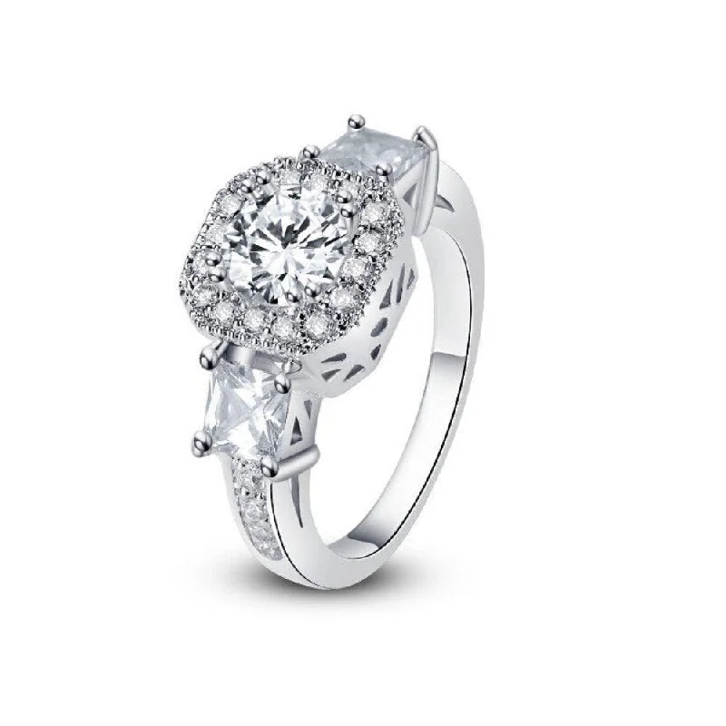 Ladies wedding rings size guide-Cubic Zirconia Rings-  "Exotic Crystal Ring"-Cubic Ring-Cubic Zirconia Engagement Rings