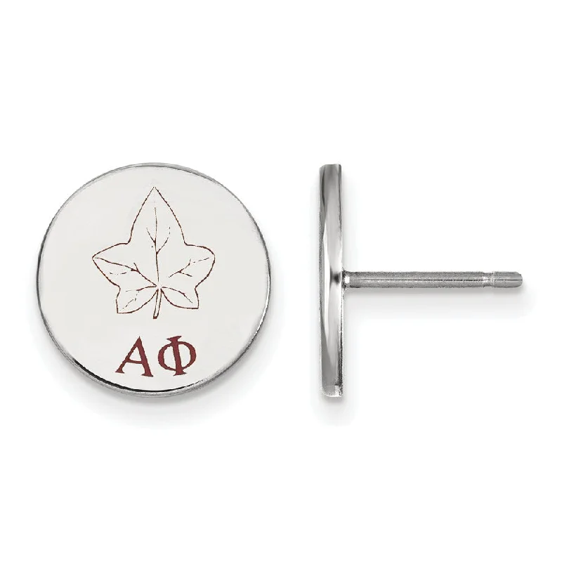 Ladies earrings European flair-Sterling Silver Alpha Phi Enamel Post Earrings