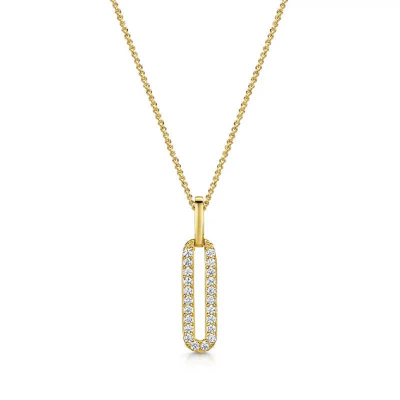 Ladies necklaces top brands-Jools Gold Vermeil Zirconia Paperlink Drop Pendant Necklace