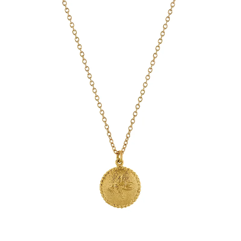 Ladies necklaces gold-plated-Alex Monroe Gold Small Swallow Disc Necklace