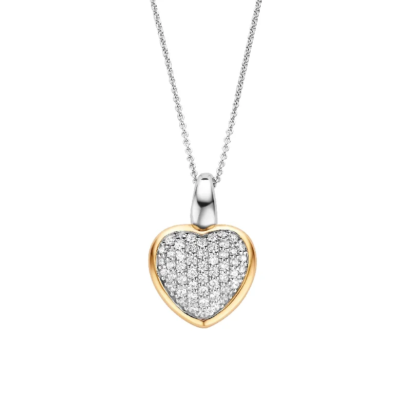 Ladies necklaces gothic styles-Ti Sento Pavé Heart Necklace