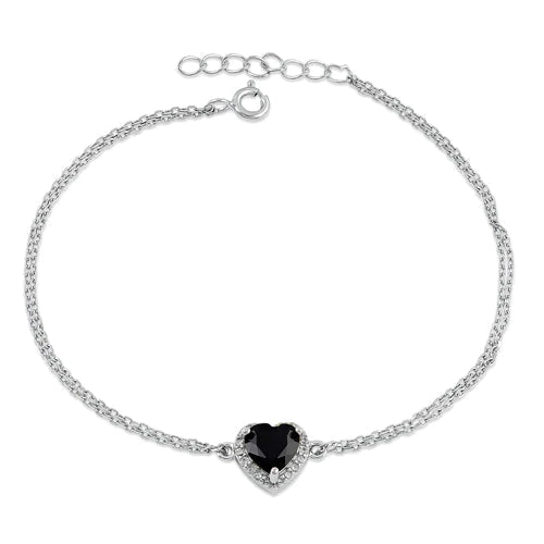 Ladies bracelets sister sets-Black Heart Bracelet