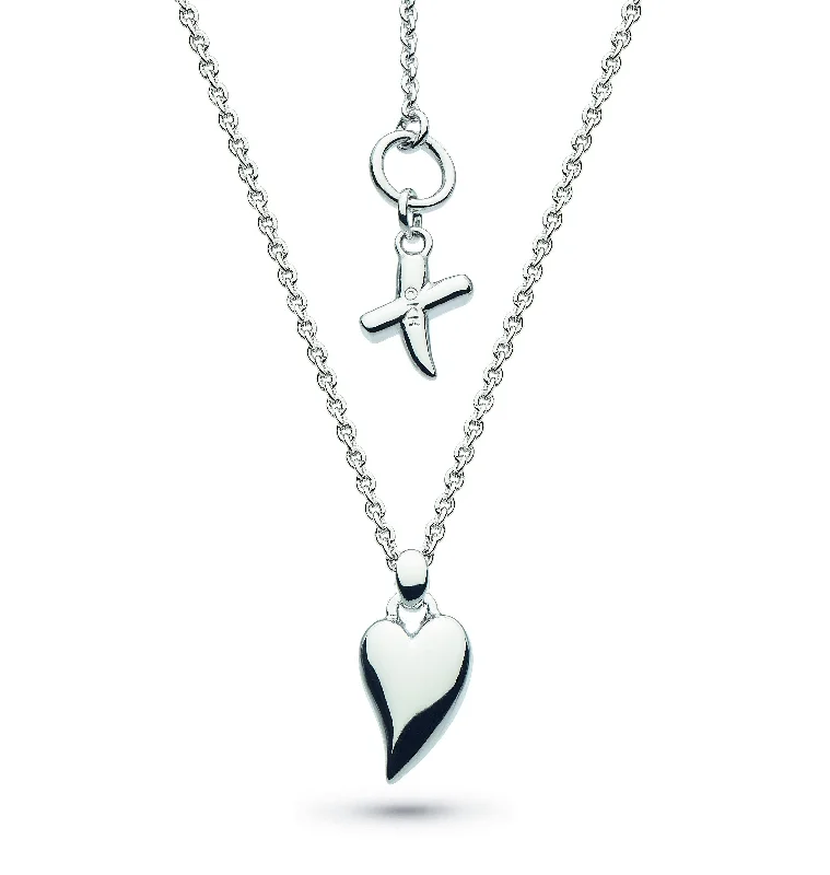 Ladies necklaces unique pieces-Kit Heath Desire Kiss Rhodium Plate Mini Heart Necklace