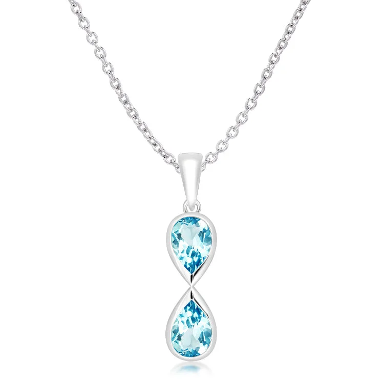 Ladies necklaces layered styles-Unique & Co Sterling Silver Blue Topaz Pendant Necklace