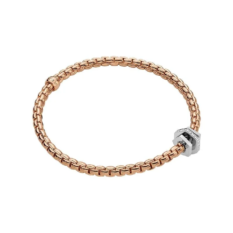 Ladies bracelets youthful flair-Eka 18ct Rose Gold Bracelet With Geometric Diamond Set Rondels