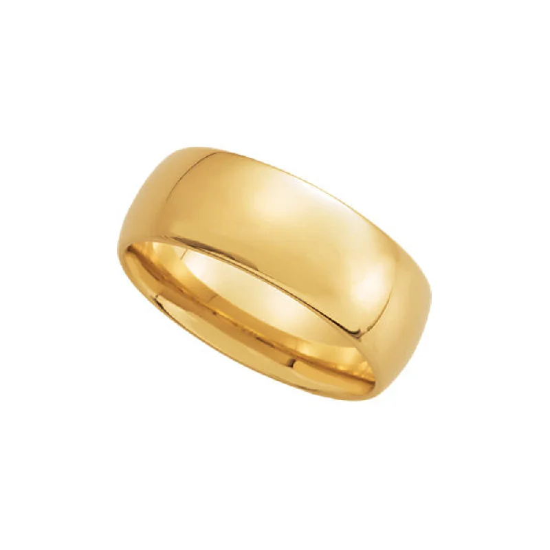 Ladies rings index finger-7mm Light Domed Comfort Fit Wedding Band in 10k Yellow Gold