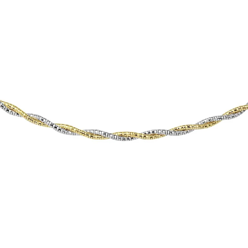 Ladies rings classic looks-Two-Tone Rhodium and Gold Plated 925 Sterling Silver 2 Layer Omega Spring 180 Chain  2.7mm - CH904 GP