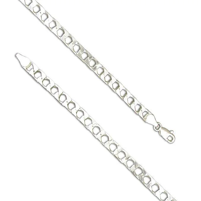 Ladies necklaces white gold-51cm Square Curb Chain Necklace - Sterling Silver