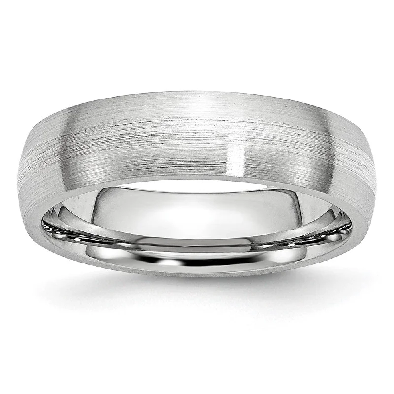 Ladies rings lightweight feel-6mm Cobalt & Sterling Silver Inlay Satin Half Round Standard Fit Band