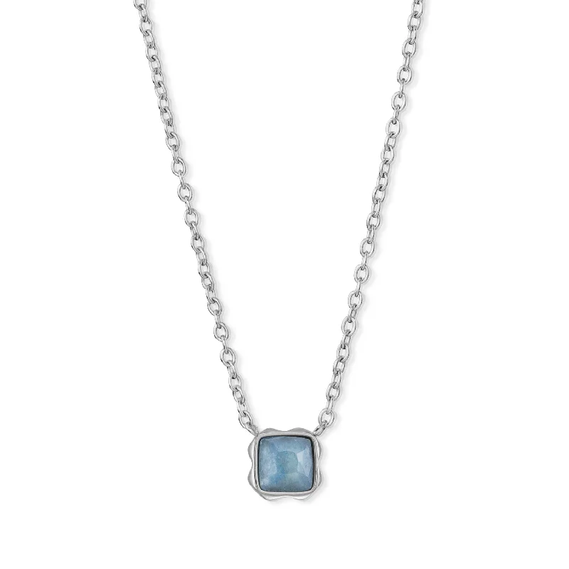 Ladies necklaces star accents-Coeur De Lion March Birthstone Blue Aventurine Necklace