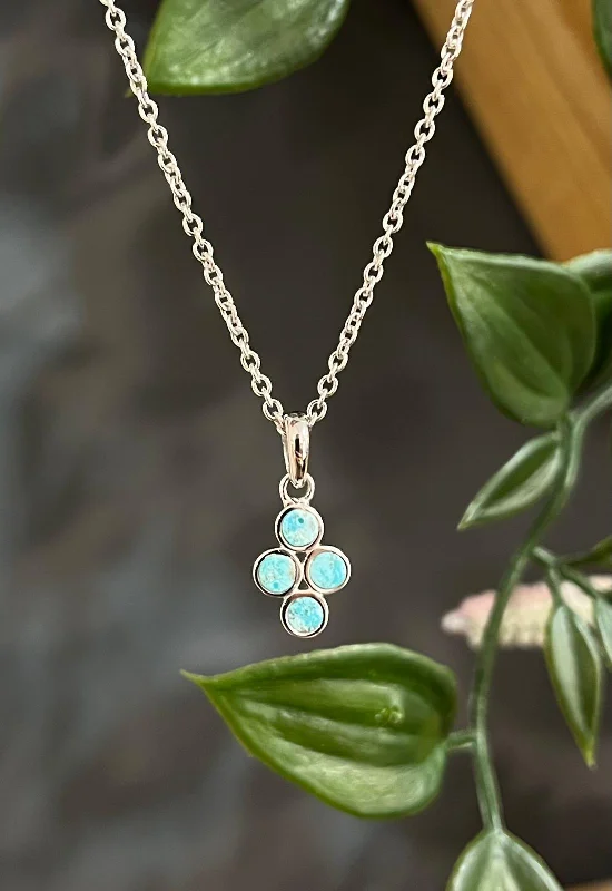 Ladies necklaces geometric trends-Unique & Co Sterling Silver Turquoise Pendant Necklace