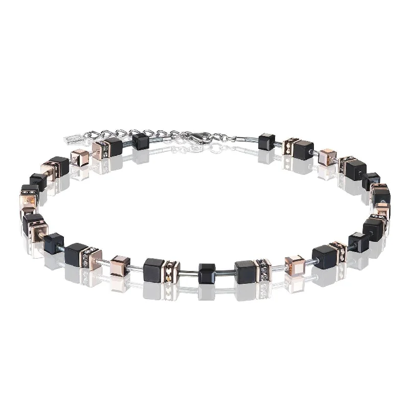 Ladies necklaces synthetic accents-Coeur De Lion Black Swarovski® Crystals GeoCUBE® Necklace