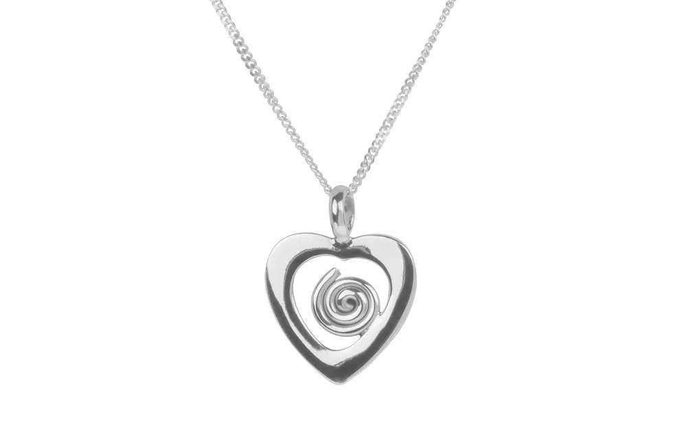 Ladies necklaces engagement surprises-Silver Swirl Heart Necklace