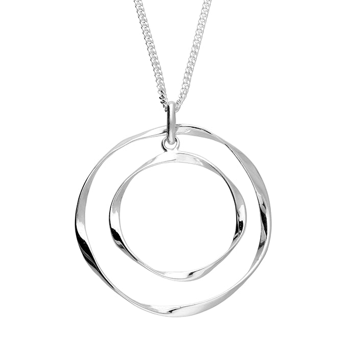 Ladies necklaces boho charm-Sterling Silver Double Circle Necklace