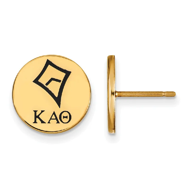 Ladies earrings stud styles-14K Plated Silver Kappa Alpha Theta Enamel Post Earrings