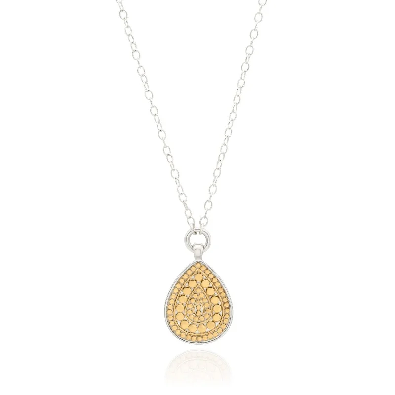 Ladies necklaces geometric trends-Anna Beck Gold Silver Teardrop Flower Drop Necklace