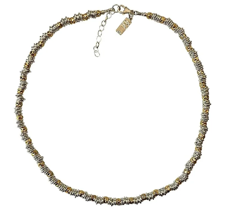 Ladies necklaces engagement surprises-Yaron Morhaim Textured Sweetie Silver & Gold Necklace