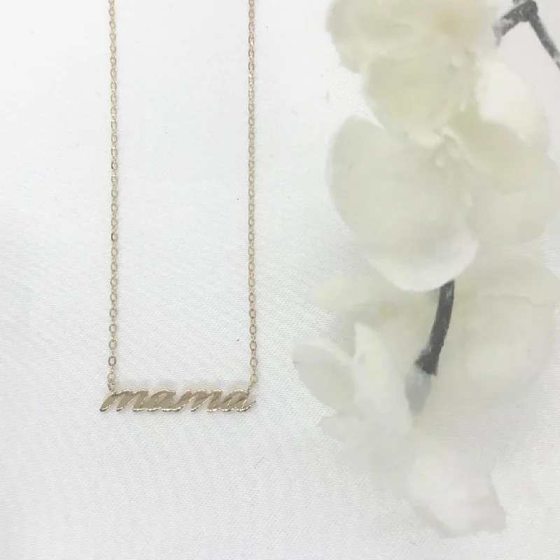 Ladies necklaces creative looks-10k Gold Cursive Mama Necklace