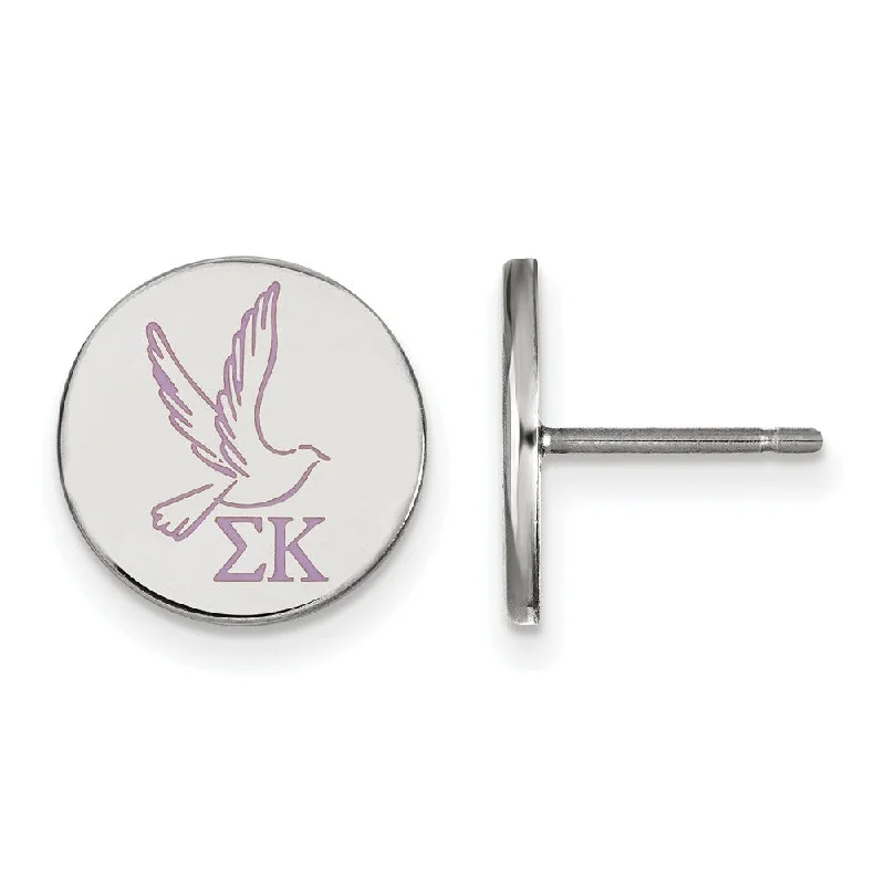 Ladies earrings fashion trends-Sterling Silver Sigma Kappa Enamel Post Earrings