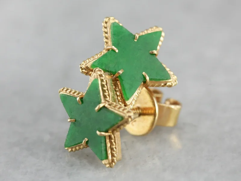 Ladies earrings European flair-Jade Star Stud Earrings