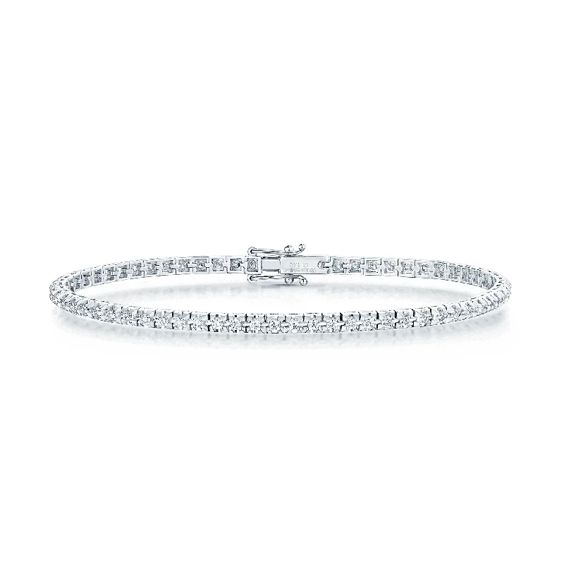 Ladies bracelets luxurious designs-18ct White Gold Claw Set Round Brilliant Cut Diamond Tennis Bracelet