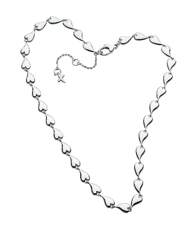 Ladies necklaces engagement surprises-Kit Heath 17" Desire Kiss Linking Hearts Collar Necklace in Sterling Silver