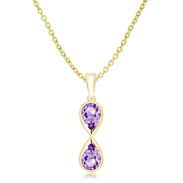 Ladies necklaces store locations-Unique & Co Gold Vermeil Amethyst Pendant Necklace