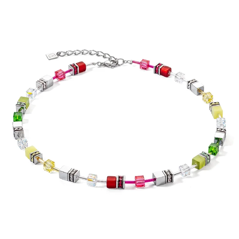 Ladies necklaces timeless designs-Coeur De Lion GeoCUBE® Iconic Red Green Necklace