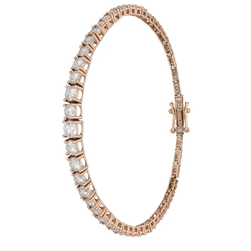 Ladies bracelets buying tips-14ct Rose Gold Cubic Zirconia Line/Tennis Bracelet