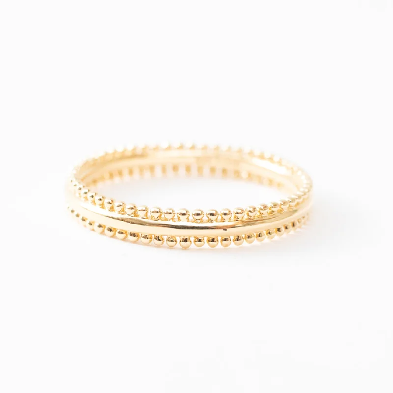 Ladies rings proposal gifts-Gold Vermeil Slim Milgrain Edge Band