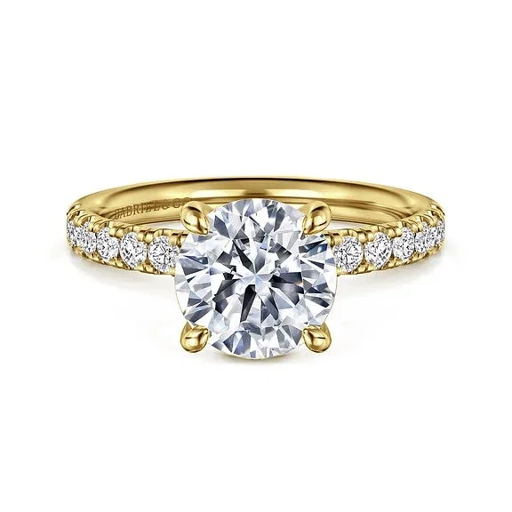 Ladies wedding rings pairing ideas-Winslow - 14K Yellow Gold Round Diamond Engagement Ring (Setting Only)