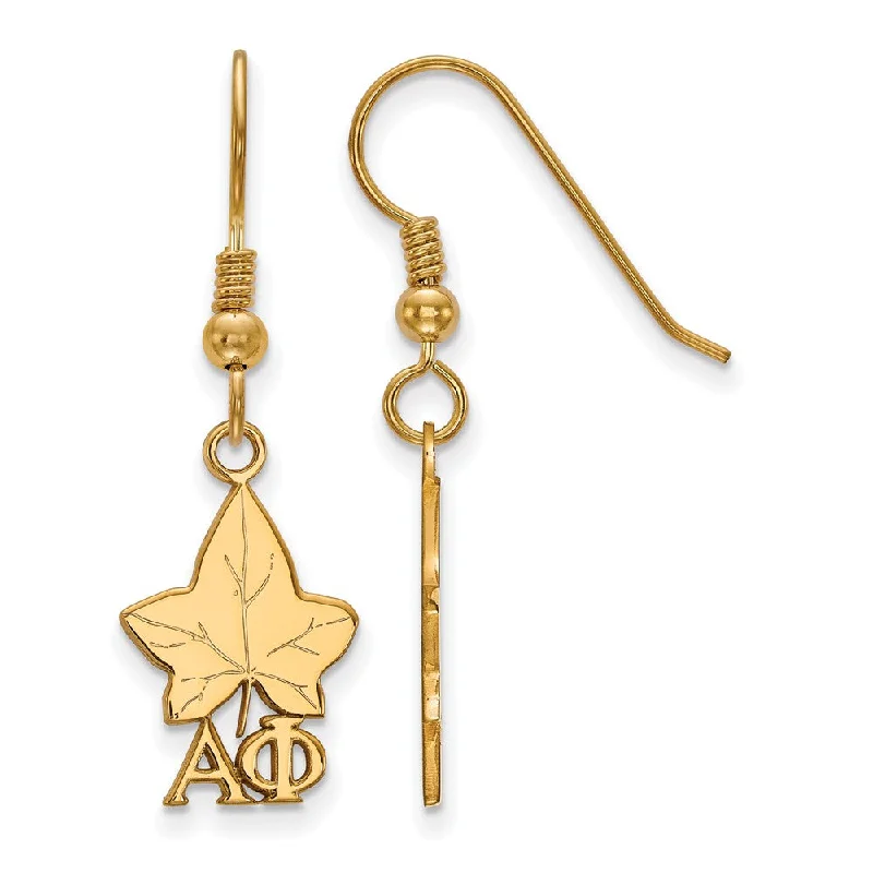 Ladies earrings light luxury-14K Plated Silver Alpha Phi Small Dangle Earrings