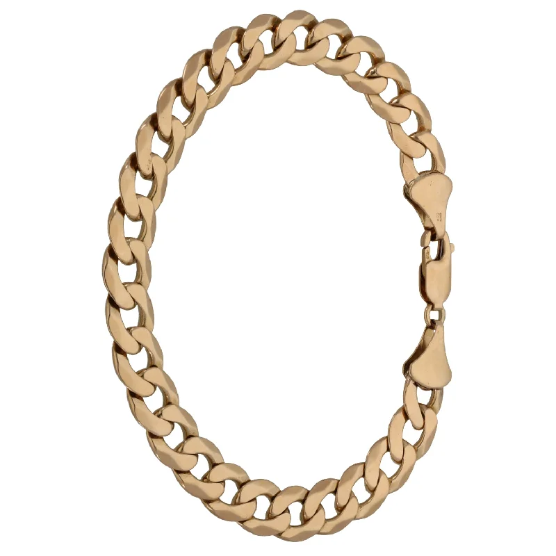 Ladies bracelets minimalist trends-9ct Gold Curb Bracelet