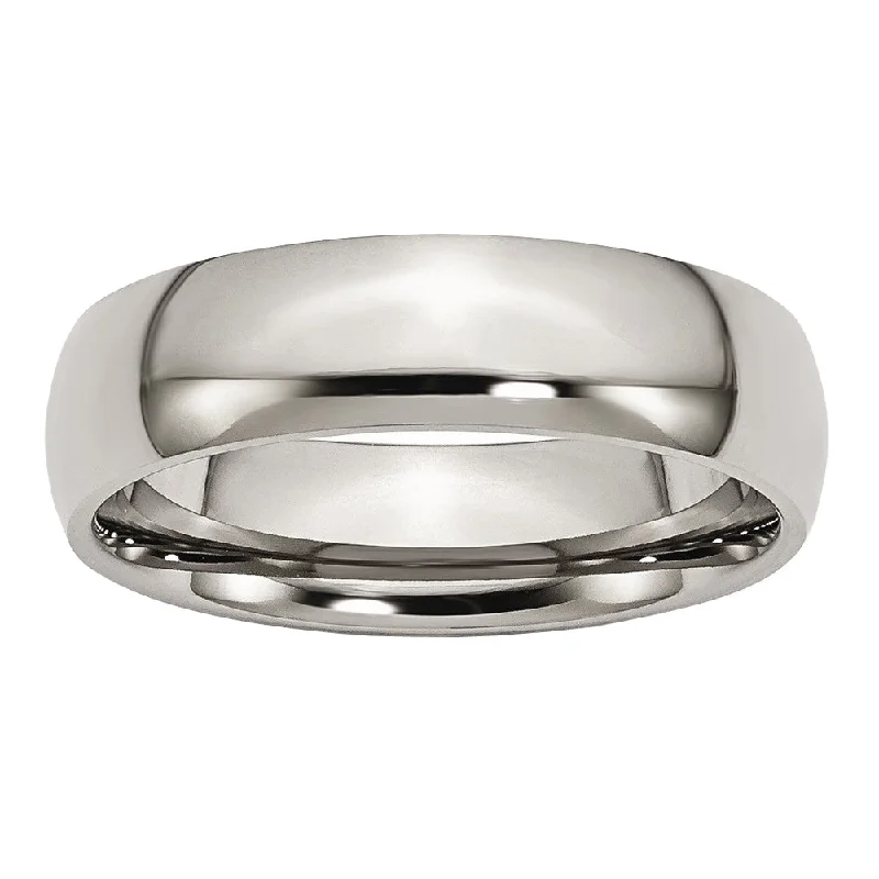 Ladies rings youthful designs-Titanium 6mm Polished Domed Comfort Fit Band