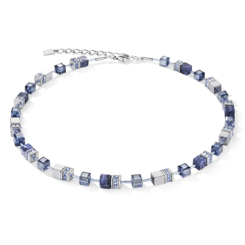 Ladies necklaces designer labels-Coeur De Lion GeoCUBE® Sodalite & Haematite Blue Necklace