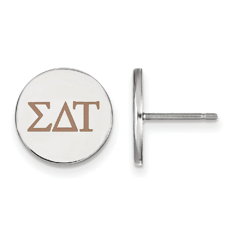 Ladies earrings customer feedback-Sterling Silver Sigma Delta Tau Enamel Greek Letters Post Earrings