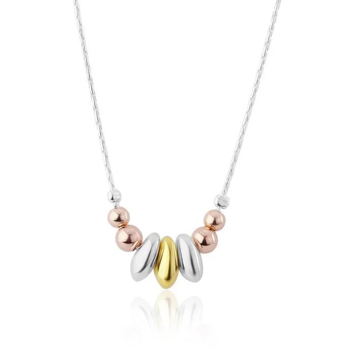 Ladies necklaces Valentine’s styles-Gold and Silver Three Toned Nugget Necklace