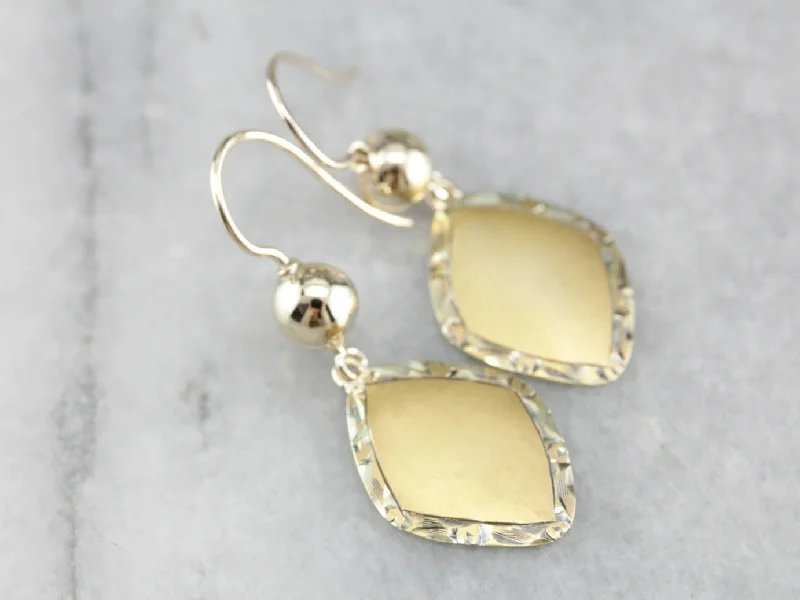 Ladies earrings office wear-Brushed Gold Drop Earrings