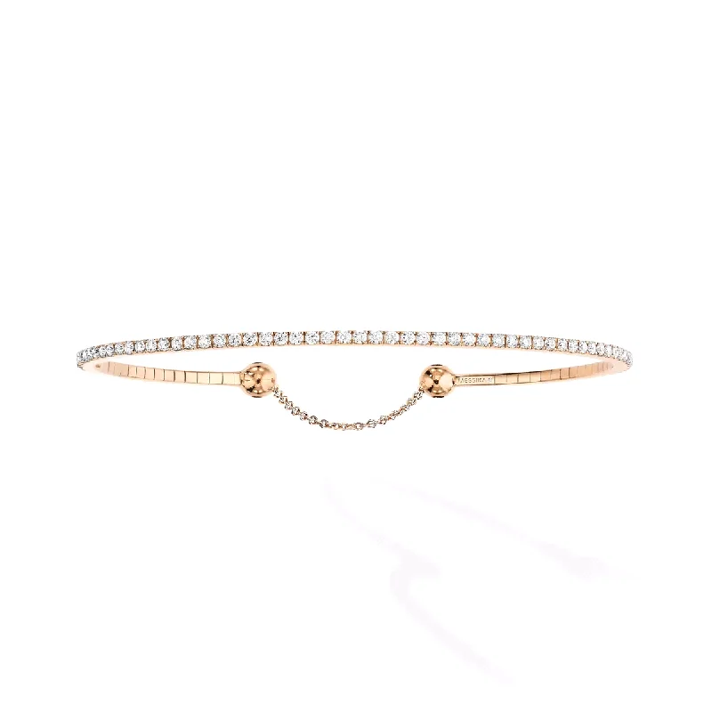 Ladies bracelets group styles-18ct Pink Gold Skinny Diamond Bracelet