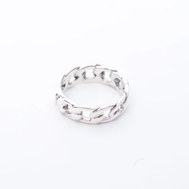 Ladies rings cute styles-Silver Chain Ring