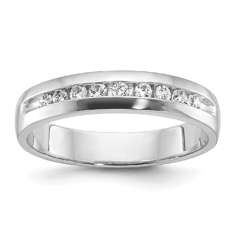 Ladies rings index finger-4.5mm 14K White Gold 9-Stone 1/4 Ctw Lab Created Diamond Band