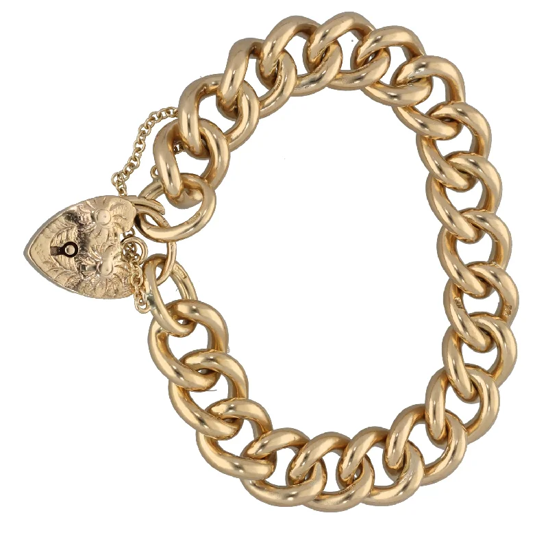 Ladies bracelets hypoallergenic-9ct Gold Curb Bracelet