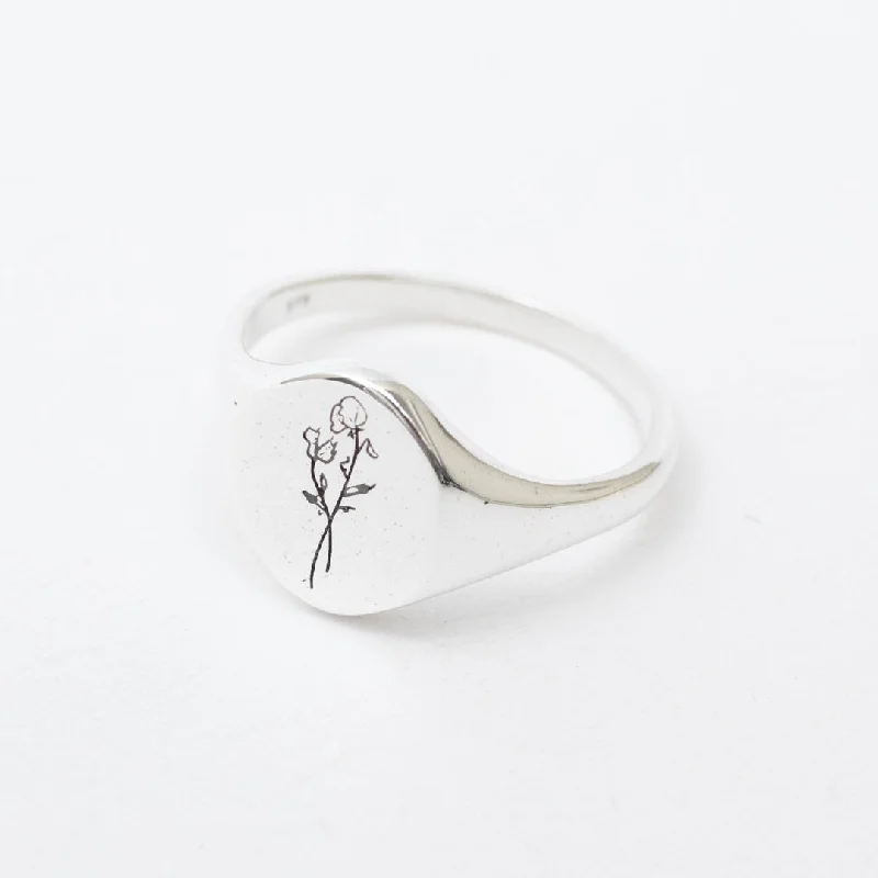 Ladies rings party wear-September Birth Flower Signet Ring