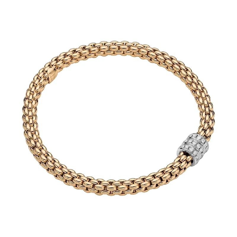 Ladies bracelets size options-Solo 18ct Yellow Gold Bracelet With Three White Gold Diamond Rondels