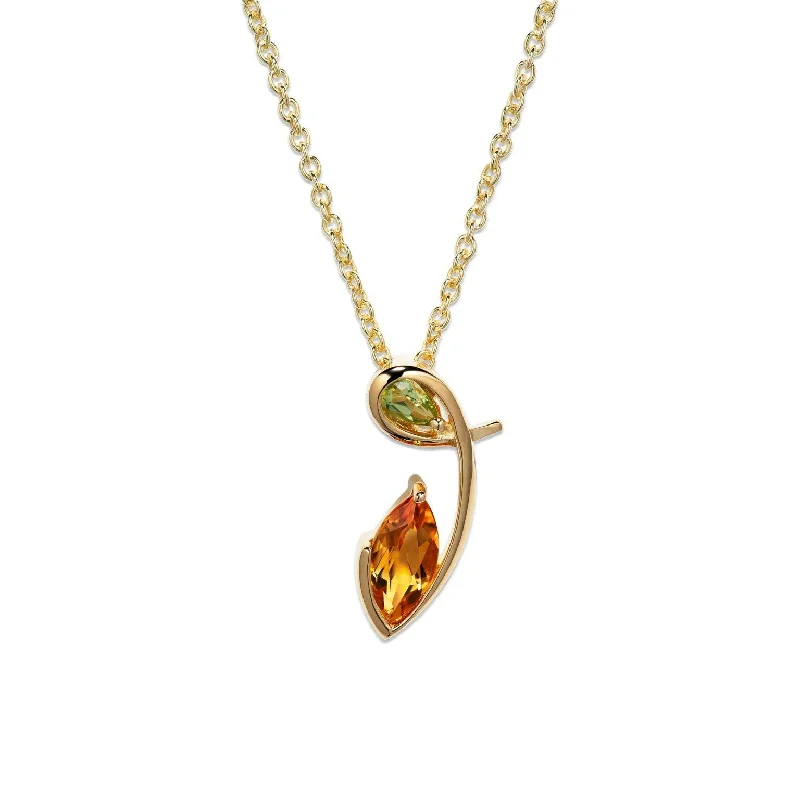 Ladies necklaces group styles-Unique & Co Gold Vermeil Citrine and Peridot Necklace